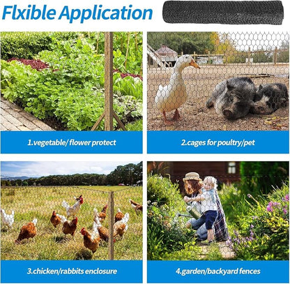 24'' x 50' Black Chicken Wire Fencing, 1 inch Chicken Wire and 20 Gauge Poultry - Image 6