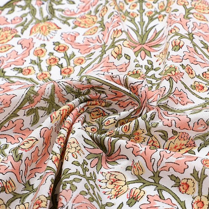 Ridhi Sassy Salmon Pink Hand Block Print Napkins 18" x 18" Set of 4 Reusable - Image 9