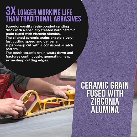 Dura-Gold Premium 60 Grit PSA Purple Film Ceramic Longboard Sandpaper, 2-3/4" - Image 4