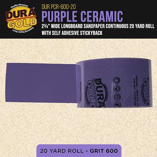 Dura-Gold Premium 600 Grit PSA Purple Film Ceramic Longboard Sandpaper - Image 2