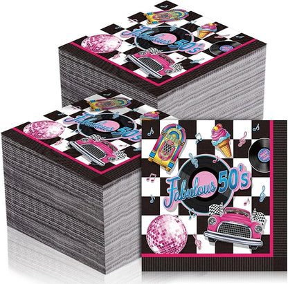 60 Pcs 50s Cocktail Paper Napkins 6.5 x 6.5 Inches Disposable Paper Napkins by Feifeiya