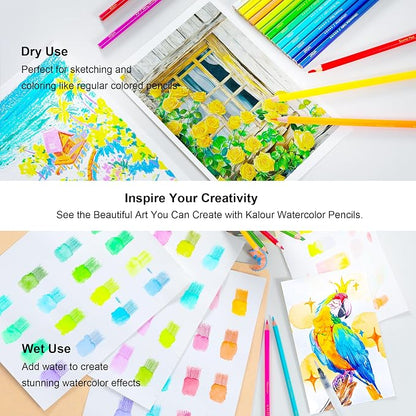 KALOUR Watercolor Pencils with Brush, 36 Colors, Blendable Wet or Dry - Image 4