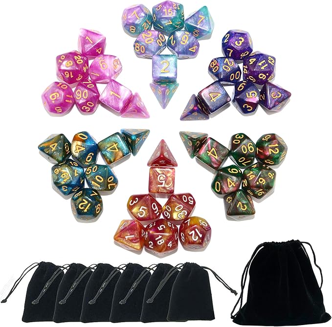 SmartDealsPro 6 x 7 Sets Glitter Polyhedral Dice Sets by SmartDealsPro