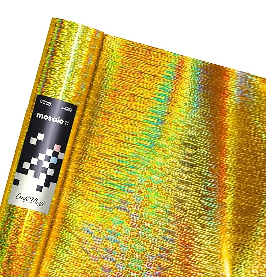 VViViD Mosaic+ Gold Brushed Holographic 1ft x 5ft Crafting Vinyl Crinkle-Free by VVIVIDVINYLS