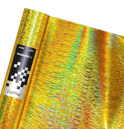 VViViD Mosaic+ Gold Brushed Holographic 1ft x 5ft Crafting Vinyl Crinkle-Free by VVIVIDVINYLS
