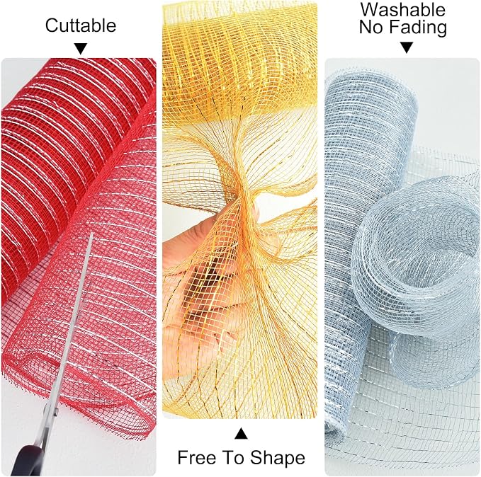 TONIFUL 2 Rolls 10 Inch Hot Pink Decorative Mesh Ribbbon Rolls - Image 4