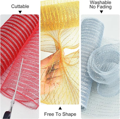 TONIFUL 2 Rolls 10 Inch Hot Pink Decorative Mesh Ribbbon Rolls - Image 4