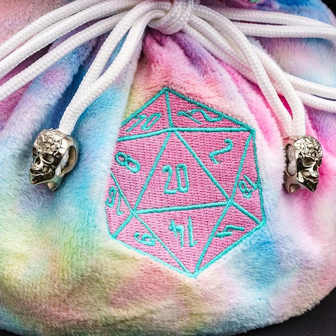 Large Dice Bags with Pockets Rainbow Storage Bag D20 Logo - Image 4
