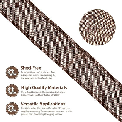 Mandala Crafts Brown Burlap Ribbon 3 Inches Wide Jute Ribbons - Image 3