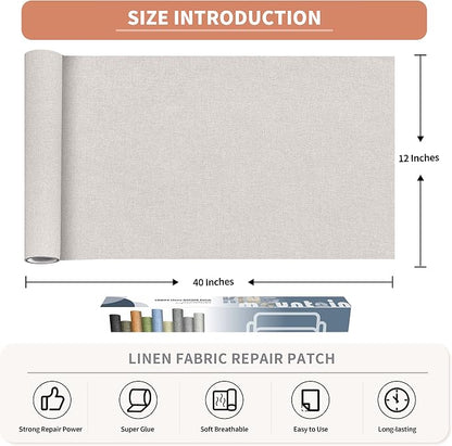 Fine Linen Fabric Patches, Self-Adhesive, Extra Large 12x40 Inch, - Image 2