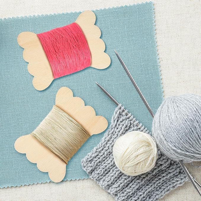 100 Pieces DIY Embroidery Thread Floss Bobbin Organizer Wooden Ribbon Twine Reel - Image 5