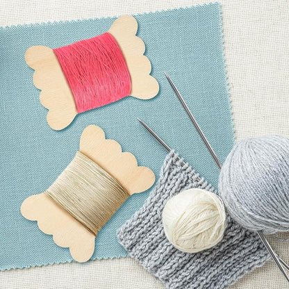 100 Pieces DIY Embroidery Thread Floss Bobbin Organizer Wooden Ribbon Twine Reel - Image 5