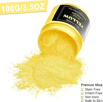 Yellow Mica Powder Pigment Big Bottle Pigment Powder Multipurpose DIY Arts and - Image 2