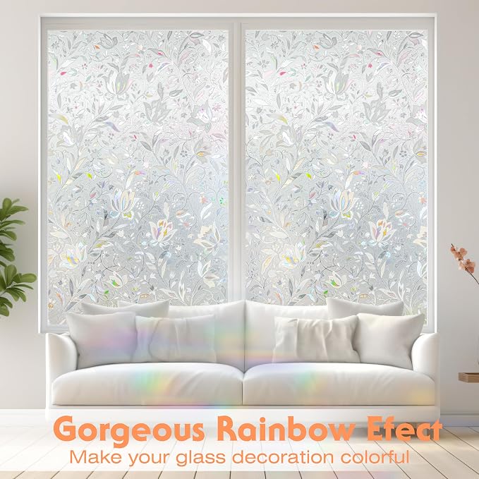 Rainbow Tulip Stained Frosted Glass Window Sticker - Image 4