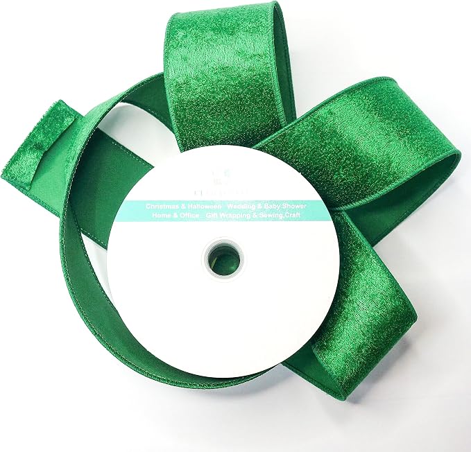 Green Velvet Ribbon 2.5 Inch x 10 Yards - Image 3