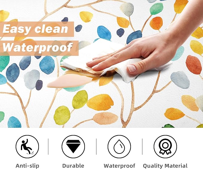 weesire Anti Fatigue Mats for Kitchen Floor Boho Kitchen Rugs Colorful Floral - Image 4