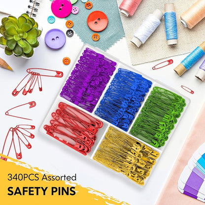 Safety Pins Assorted, 340 Pack 5 Different Sizes Small and Large Safety Pin - Image 5