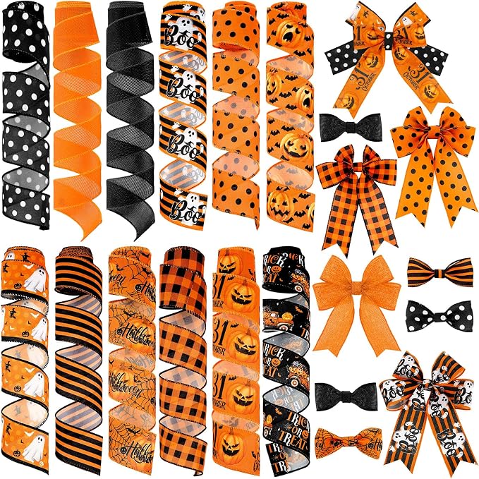 12 Rolls Halloween Wired Edge Ribbon by Unknown