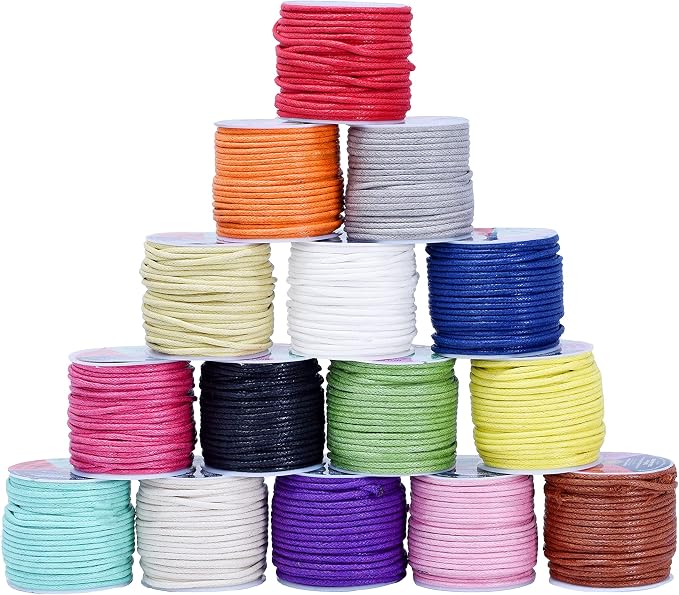 Mandala Crafts 2mm 11 X 15 Yards Assorted Cotton Waxed Cord by MandalaCrafts