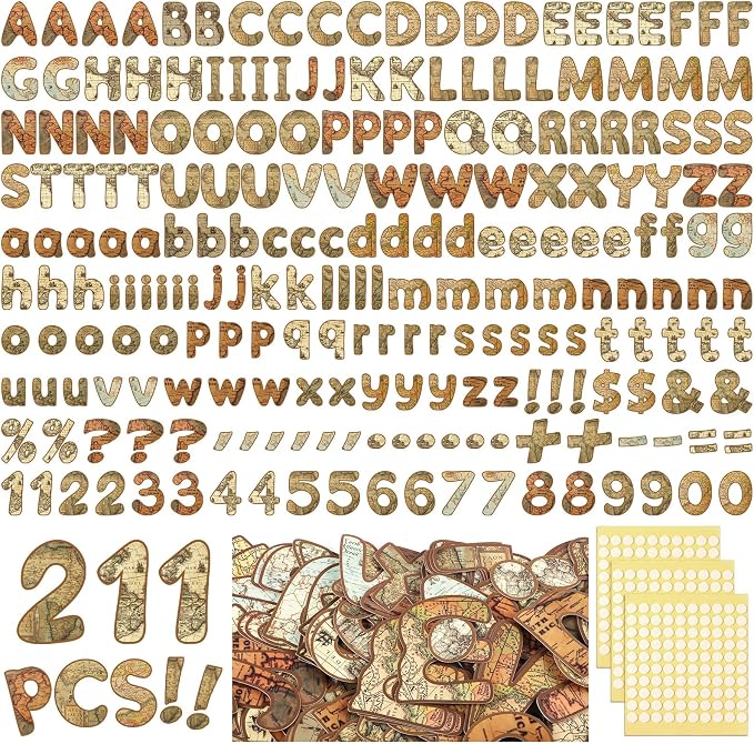 221 Pcs Bulletin Board Letters Round Alphabet Number Punctuation Symbol Combo by Humyoun