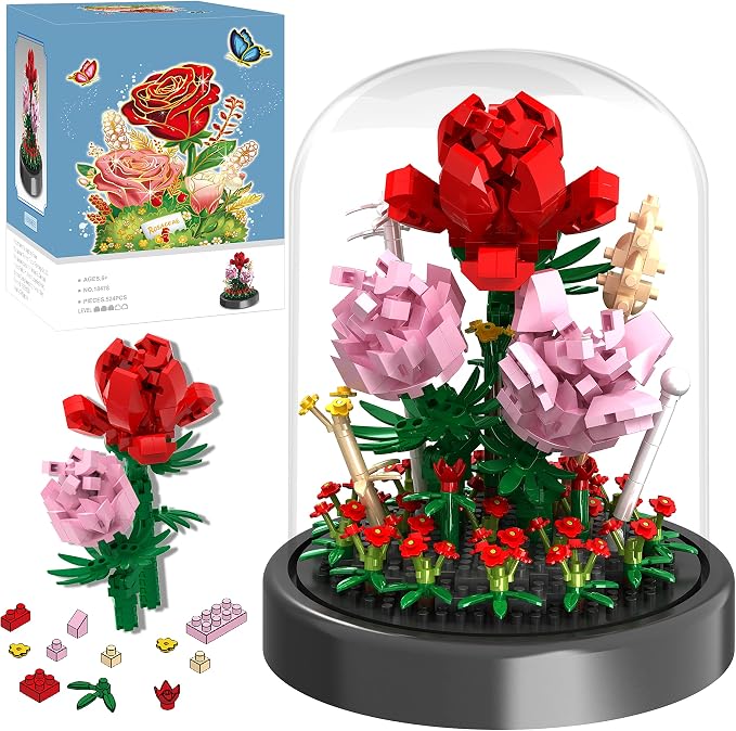 Flower Bouquet Building Kit, Forever Rose Decorated Flower by QIFUN