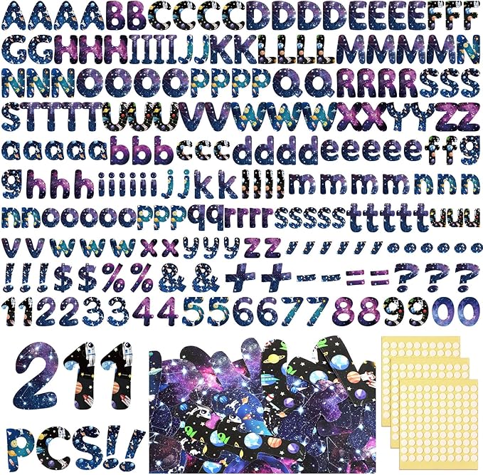 221 Pcs Bulletin Board Letters Round Alphabet Number Punctuation Symbol Combo by Humyoun