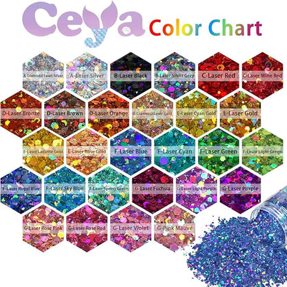Ceya Holographic Chunky Glitter, 4.9oz/ 140g Light Green Craft Glitter Powder - Image 3