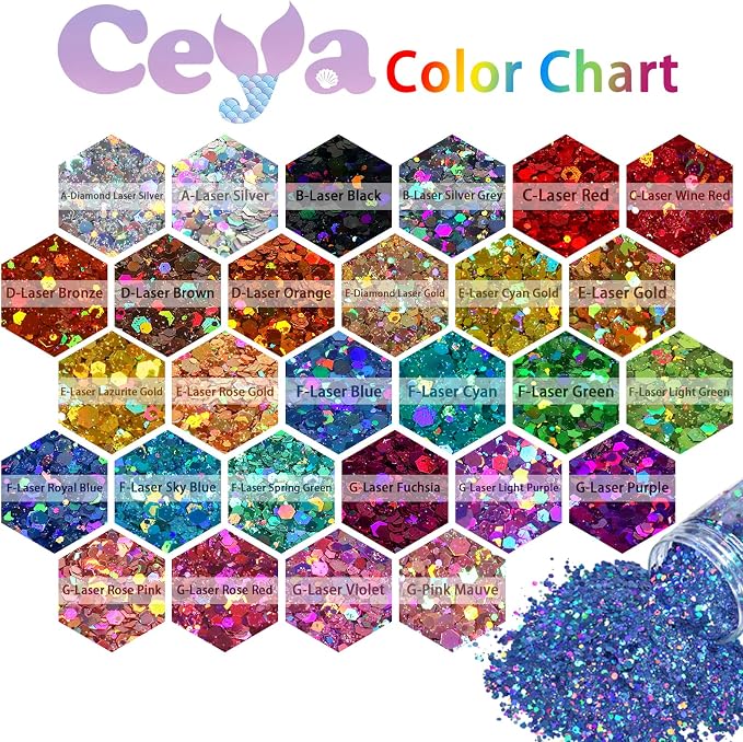 Ceya Holographic Chunky Glitter, 4.9oz/ 140g Wine Red Craft Glitter Powder - Image 3
