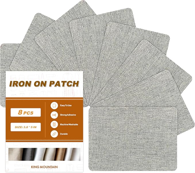 Iron on Patches, 8 Pieces Iron on Linen Patches, Fabric Patches by ForABetterHomeLife