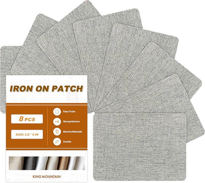 Iron on Patches, 8 Pieces Iron on Linen Patches, Fabric Patches by ForABetterHomeLife