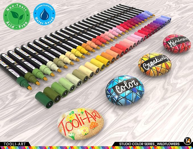 28 Wildflower Colors Acrylic Paint Pens Studio Color Series Markers Set 3mm - Image 2