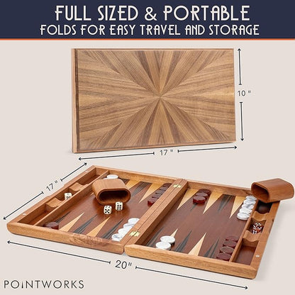 17 Inch Backgammon Sets for Adults. Beautiful Wood Inlaid Backgammon Board Game - Image 3