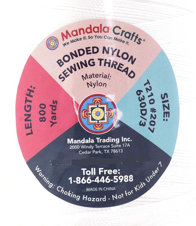 Mandala Crafts Bonded Nylon Thread White Heavy Duty Sewing Threads - Image 4