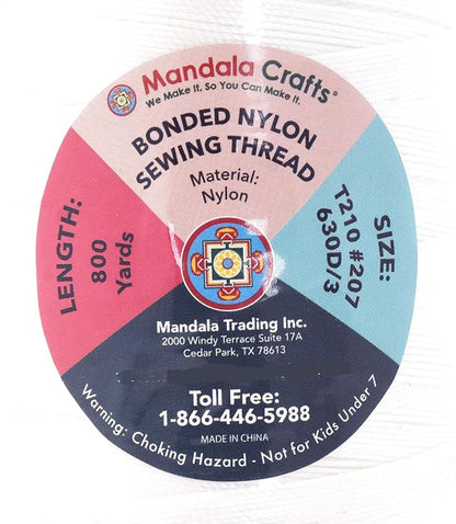 Mandala Crafts Bonded Nylon Thread White Heavy Duty Sewing Threads - Image 4