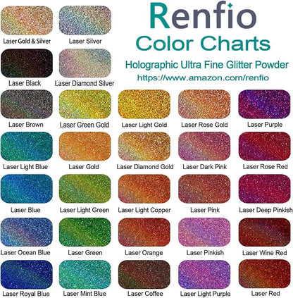 Renfio Holographic Ultra Fine Metallic Resin Glitter 2.11 Oz PET Flakes Crafts - Image 3