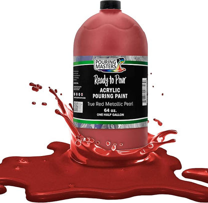 Pouring Masters True Red Metallic Pearl Ready to Pour Acrylic Pouring Paint by USArtSupply