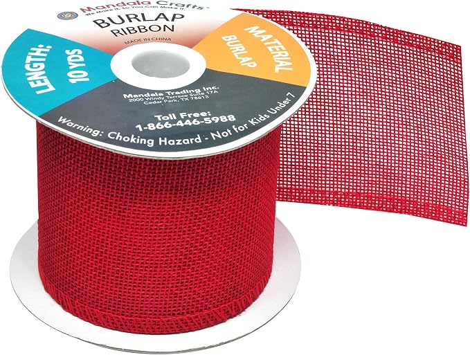 Mandala Crafts Red Burlap Ribbon 3 Inches Wide Jute Ribbons - Image 4