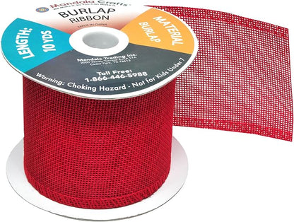 Mandala Crafts Red Burlap Ribbon 3 Inches Wide Jute Ribbons - Image 4