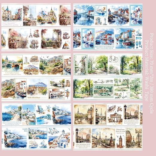 Washi Tape Set, 6 Rolls Landscape Tape Stickers - Image 5