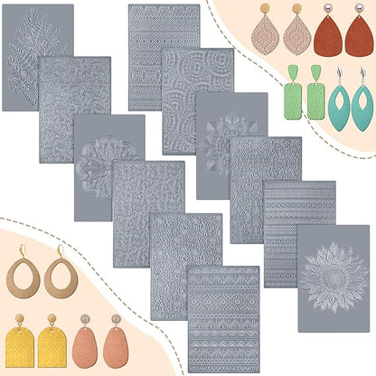 12 Pcs Polymer Clay Texture Sheets Mat Works by DoubleFill