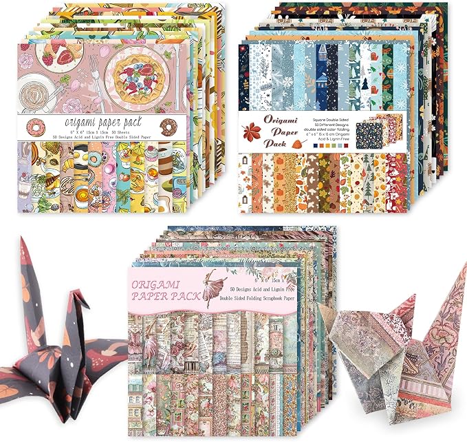 Origami 6x6 Paper Kit 150 Sheets 150 Vivid Colors Double Sided Same Printed by Wanshui