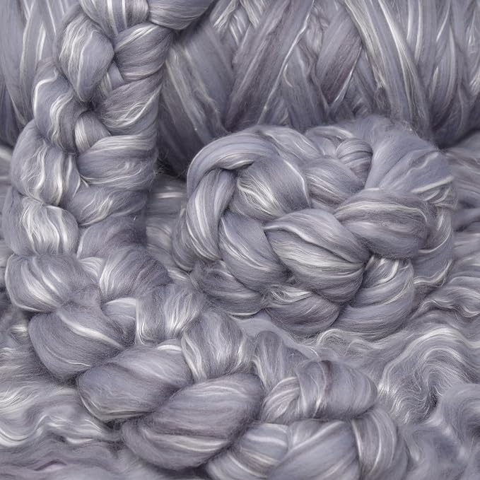 Merino Silk Luxe Tonal Designer Blend. Superfine Merino, Tussah Silk. Top Roving - Image 3