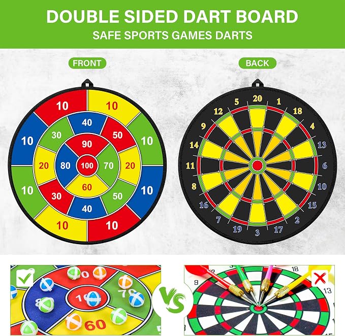 Large Dart Board for Kids, Kids Double-Sided Dart Board - Image 3