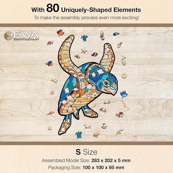 EWA Home Décor – Turtle Small 80 Pieces – Wooden Jigsaw Puzzle - Image 6