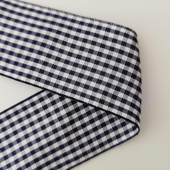1.5 Inch Blue and White Woven Edge 100% Polyester Gingham Ribbon 25 Yards Each - Image 7