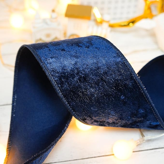 Navy Velvet Ribbon 2.5 Inch x 10 Yards - Image 6