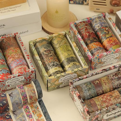 12 Rolls Kyoto Charm Washi Tape Set Japanese Arts Adhesive Tapes Geometric - Image 6