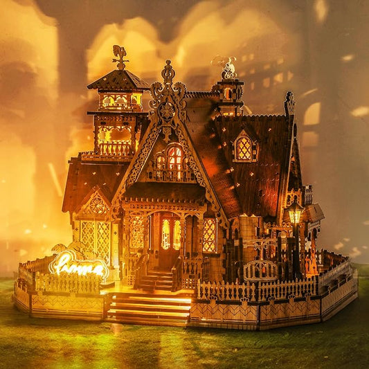 LED 3D Wood Puzzle Countryside Cottage Model by FUNPOLAHomeDecor3DPuzzles