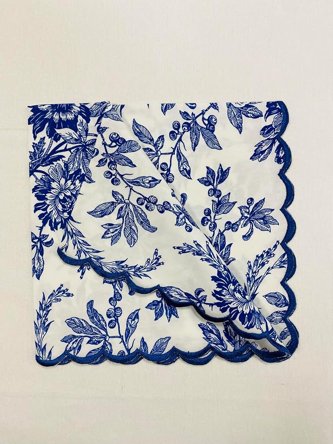 Ridhi Incremental Blue Hand Block Print Napkins 18" x 18" Set of 4 Reusable - Image 3