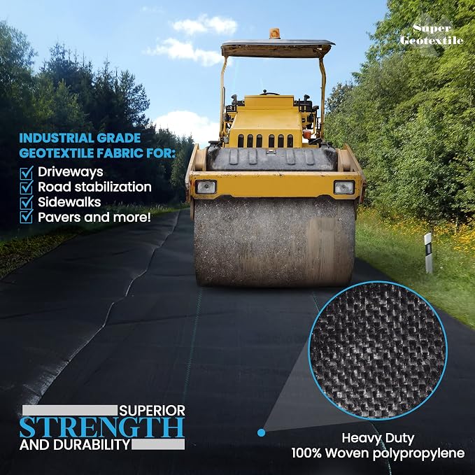 Woven Geotextile Fabric for Driveway and Road Stabilization, Construction - Image 6